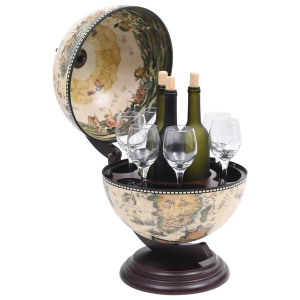 vidaXL Tabletop Globe Bar Wine Stand Eucalyptus Wood White