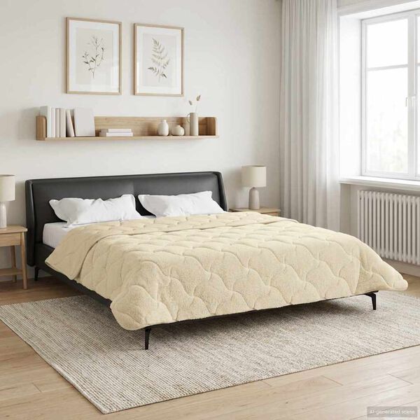 vidaXL Winter Duvet Cream 200 x 200 cm Microfiber and Teddy fleece