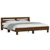 vidaXL Bed Frame with LED without Mattress Brown Oak 200x200 cm