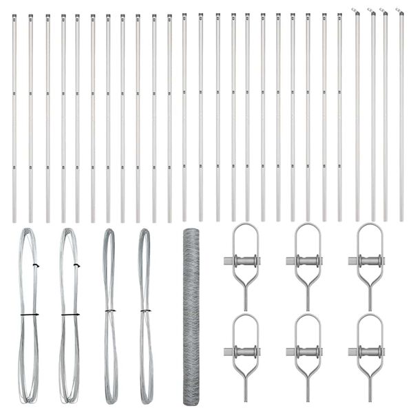 vidaXL Fence Post Silver 50 x 1.6 m (50 mm mesh) Steel