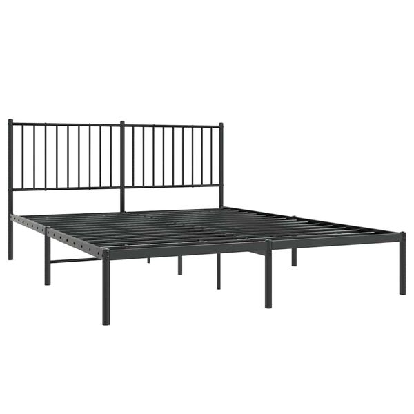 vidaXL Metal Bed Frame without Mattress with Headboard Black 150x200cm