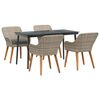 vidaXL Dining Set Light grey Poly rattan