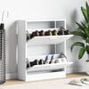 vidaXL White Wooden Shoe Cabinet with 2 Compartments
