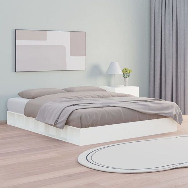 vidaXL Bed Frame without Mattress White 140x200 cm Solid Wood