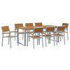 vidaXL Garden Dining Set 9 pcs Grey 200 x 90 x 75 cm Solid Acacia Wood