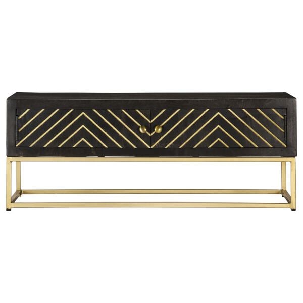 vidaXL Coffee Table Black and Gold 90x50x35 cm Solid Mango Wood