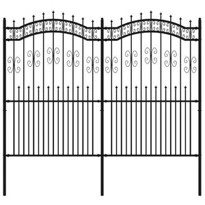 vidaXL Garden Fence with Spear Top Black 240x175cm Powder-coated Steel