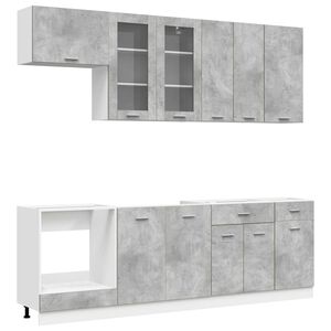 vidaXL Kitchen Unit LYON 8 pcs Concrete Grey Engineered Wood