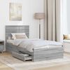 vidaXL Bed Frame with Drawer Grey Sonoma 90 x 200 cm Engineered Wood