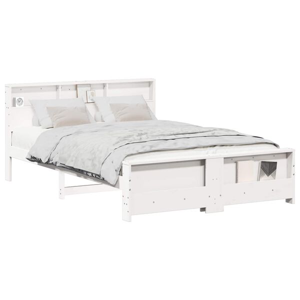 vidaXL Bed Frame with Headboard White 140 x 200 cm Engineered Wood