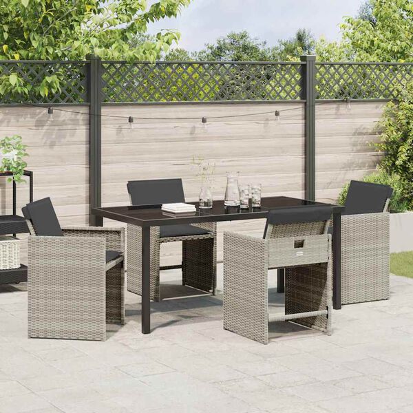 vidaXL Garden Dining Set 5 pcs Light Grey Poly Rattan