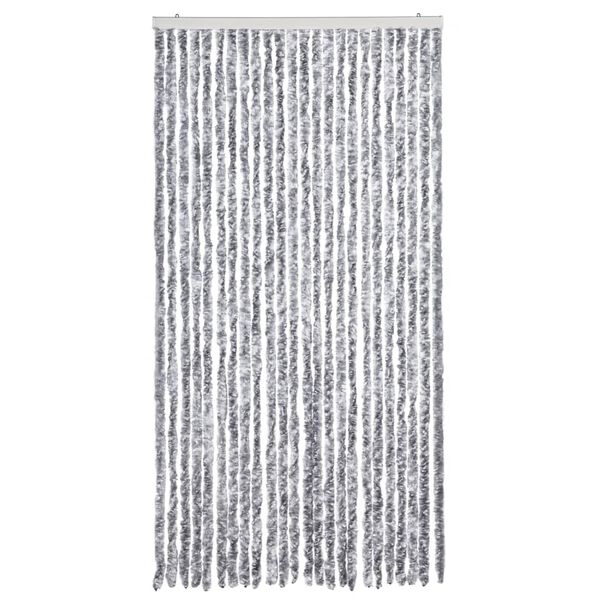 vidaXL Fly Curtain White and Grey 100x200 cm Chenille