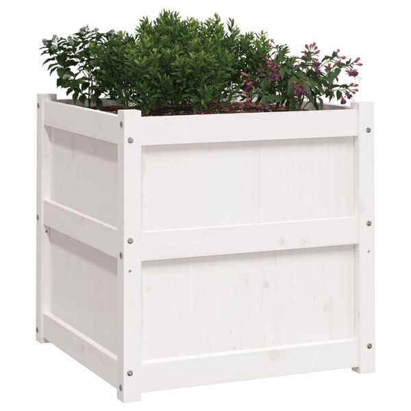vidaXL Garden Planter White 60x60x60 cm Solid Wood Pine
