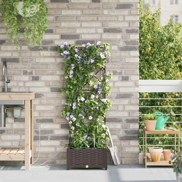 vidaXL Garden Planter Brown 40 x 40 x 126 cm Steel