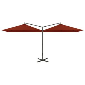 vidaXL Double Garden Parasol with Steel Pole Terracotta 600x300 cm