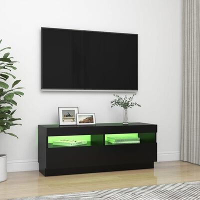 vidaXL TV Cabinet with LED Lights Black 100x35x40 cm