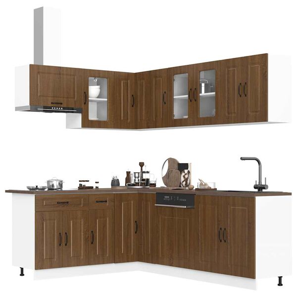 vidaXL 11 Piece Kitchen Cabinet Set Kalmar Brown Oak Engineered Wood