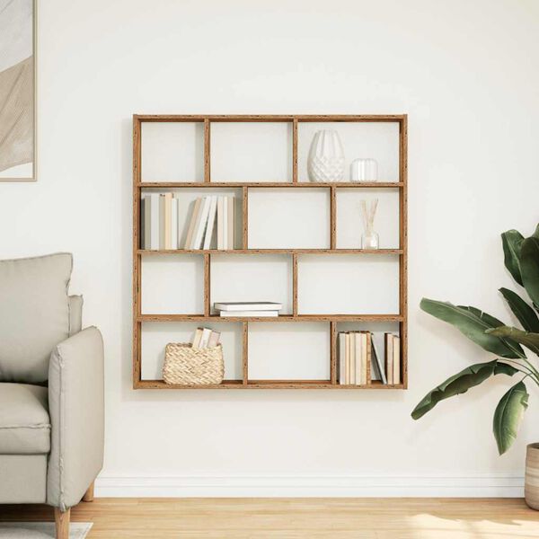 vidaXL Wall Cube Shelf 12 Compartments Old Wood Engineered Wood