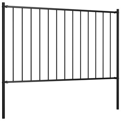 vidaXL Fence Panel with Posts Powder-coated Steel 1.7x1 m Black
