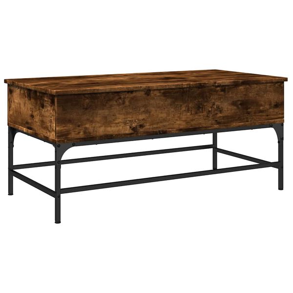 vidaXL Coffee Table Smoked Oak 100x50x45 cm Engineered Wood and Metal