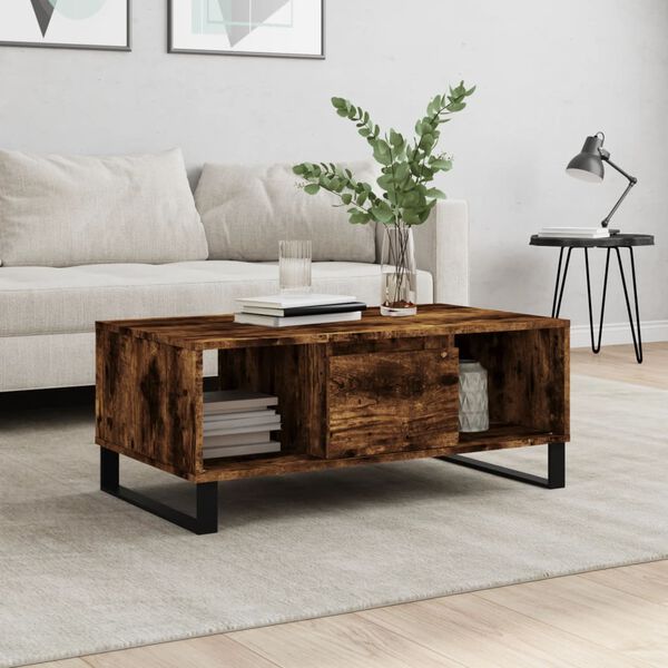 vidaXL Coffee Table Smoked Oak 90x50x36.5 cm Engineered Wood