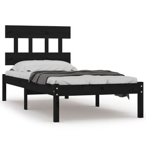 vidaXL Bed Frame without Mattress Black 100x200 cm Solid Wood