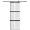 vidaXL Sliding Door with Hardware Set Black 76x205 cm Tempered Glass
