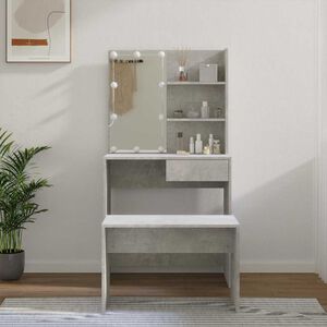 vidaXL Dressing Table Set with LED High Gloss White Engineered Wood