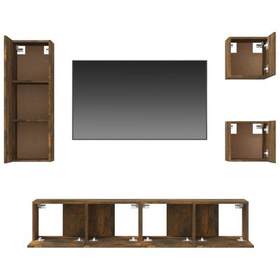 vidaXL 5 Piece TV Cabinet Set Smoked Oak Engineered Wood