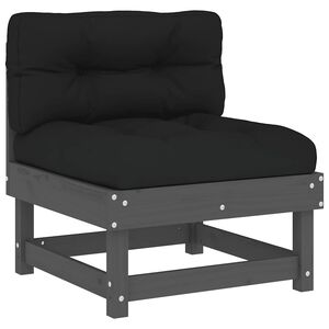 vidaXL Middle Sofa with Cushions Grey Solid Wood Pine