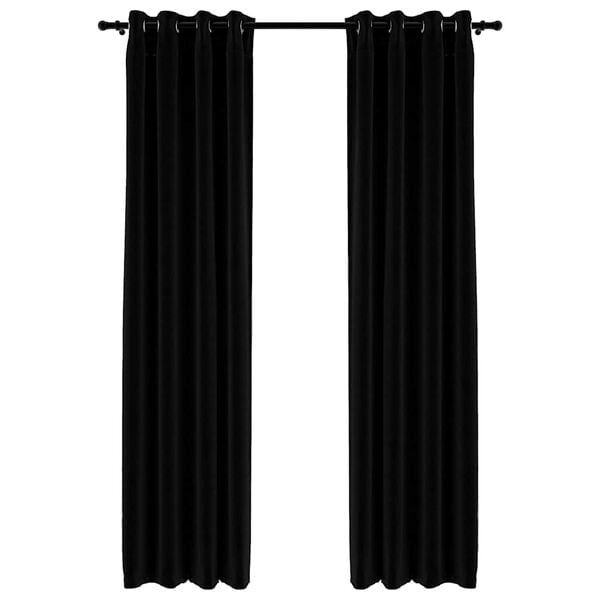 vidaXL Linen-Look Blackout Curtains with Grommets 2pcs Black 140x225cm