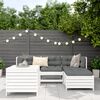 vidaXL 5 Piece Garden Sofa Set White Solid Wood Pine