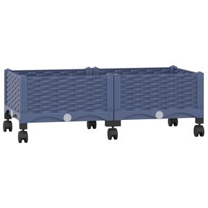 vidaXL Garden Planter with Wheels Blue Grey 80 x 40 x 33 cm PP