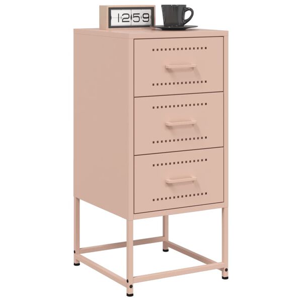 vidaXL Bedside Cabinet Pink 36x39x78 cm Steel