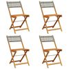 vidaXL Folding Garden Chairs 4 pcs Grey Poly Rattan and Solid Wood