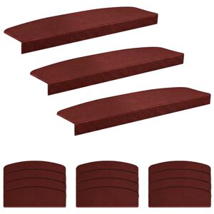 vidaXL Stair Mats 15 pcs 56 x 17 x 3 cm Burgundy Polyester Half-round
