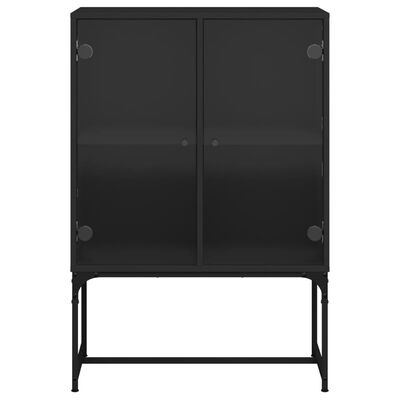 vidaXL Side Cabinet with Glass Doors Black 69x37x100 cm