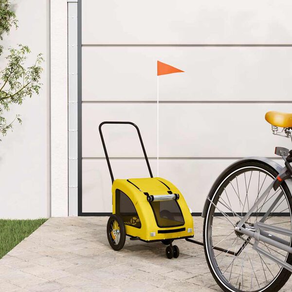 vidaXL Pet Bike Trailer Yellow Oxford Fabric and Iron