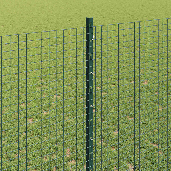 vidaXL Fence with Post Green 1.4 x 10 m Steel and PVC