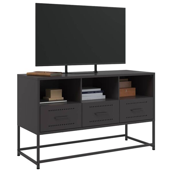 vidaXL TV Cabinet Black 100.5x39x60.5 cm Steel