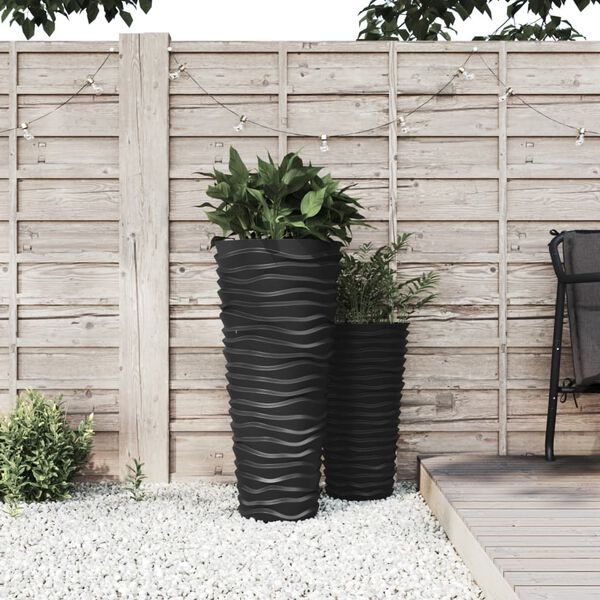 vidaXL Planter with Removable Inner Anthracite 18/45 L PP Grooved Look