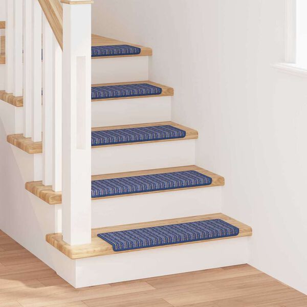 vidaXL Self-adhesive Stair Mats Striped 15 pcs Blue 65 x 21 x 4 cm