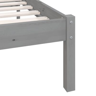 vidaXL Bed Frame Grey Solid Pinewood 100x200 cm