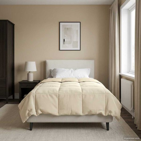 vidaXL Winter Duvet Quilted Cream 140 x 200 cm Microfiber