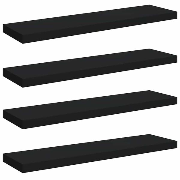 vidaXL Floating Wall Shelves 4 pcs Black 90x23.5x3.8 cm MDF