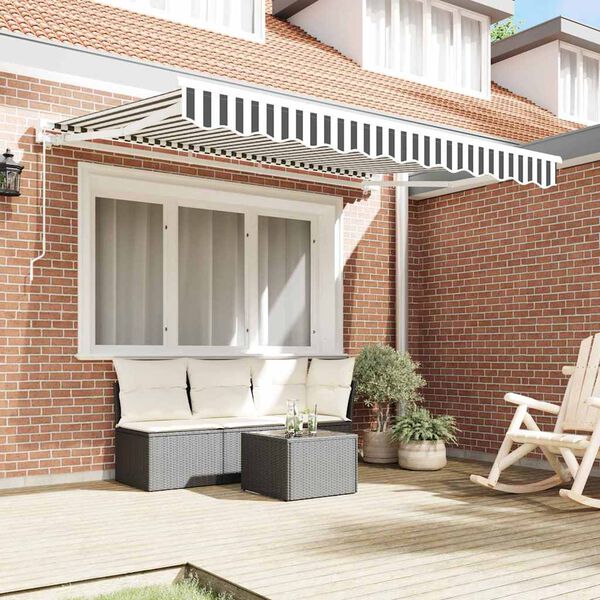 vidaXL Retractable Awning Manual Anthracite and White 350 x 200 cm