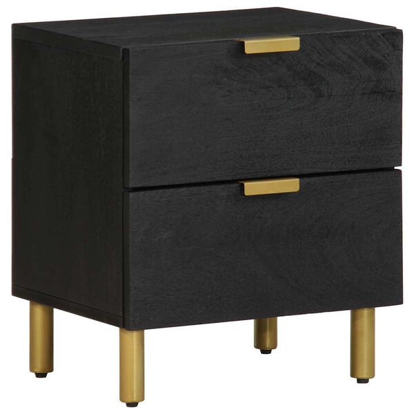 vidaXL Bedside Cabinet 2 pcs Black 40x33x46 cm Solid Wood Mango
