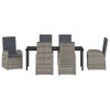 vidaXL Garden Dining Set with Cushion 7 pcs Grey Poly Rattan