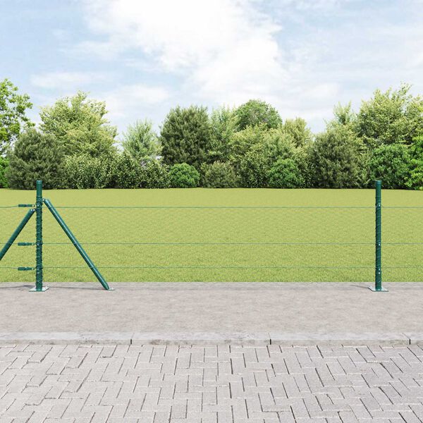 vidaXL Fence Post Green 10 x 0.5 m (25 mm mesh) Steel and PVC