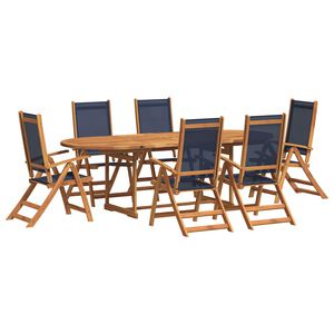 vidaXL 7 Piece Garden Dining Set Solid Wood Acacia and Textilene